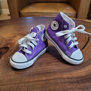 Excellent Condition!  Toddler Purple Converse High Tops- Size 5c